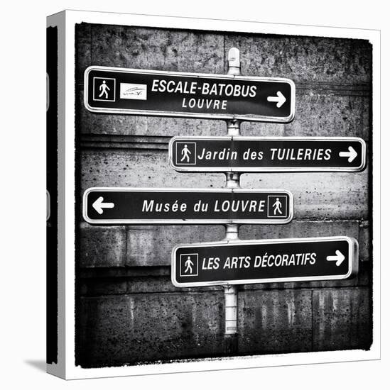 Signpost, the Louvre, Paris, France-Philippe Hugonnard-Stretched Canvas