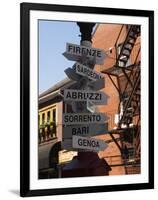 Signpost to Italian Cities, North End, 'Little Italy', Boston, Massachusetts, USA-Amanda Hall-Framed Photographic Print