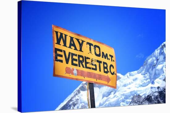 Signpost to the Mount Everest Base Camp, Nepal-PlusONE-Stretched Canvas