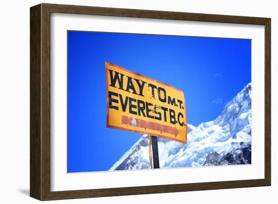 Signpost to the Mount Everest Base Camp, Nepal-PlusONE-Framed Photographic Print