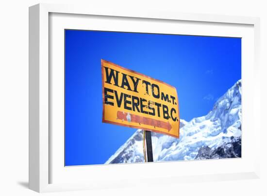 Signpost to the Mount Everest Base Camp, Nepal-PlusONE-Framed Photographic Print