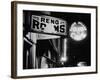 Signs for Reno Rooms, Silver Dollar Club, and Cafe at Night, for Workers of Grand Coulee Dam-Margaret Bourke-White-Framed Photographic Print