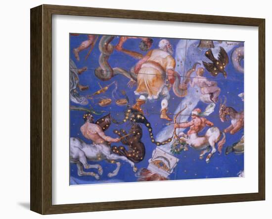 Signs of the Zodiac Including Battling Centaurs, Detail from the Vault of the "Sala Del Mappamondo"-Giovanni De' Vecchi-Framed Giclee Print