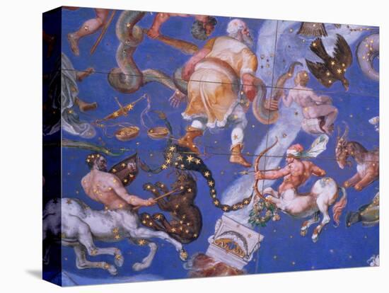Signs of the Zodiac Including Battling Centaurs, Detail from the Vault of the "Sala Del Mappamondo"-Giovanni De' Vecchi-Stretched Canvas