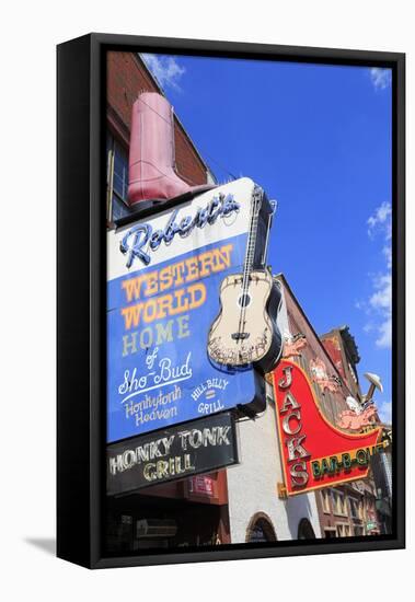 Signs on Broadway Street, Nashville, Tennessee, United States of America, North America-Richard Cummins-Framed Stretched Canvas