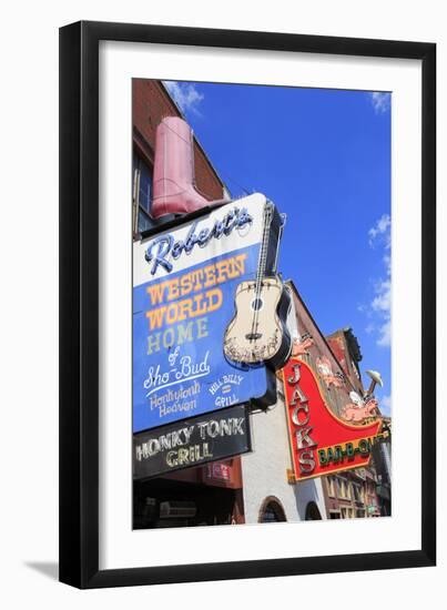 Signs on Broadway Street, Nashville, Tennessee, United States of America, North America-Richard Cummins-Framed Photographic Print