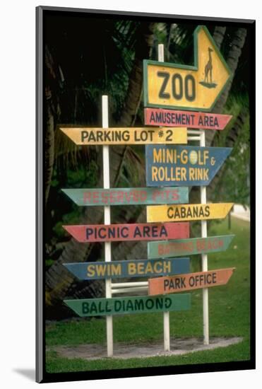 Signs Pointing Every Which Way, Key Biscayne, Florida-George Silk-Mounted Photographic Print