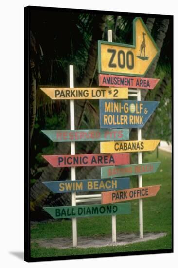 Signs Pointing Every Which Way, Key Biscayne, Florida-George Silk-Stretched Canvas