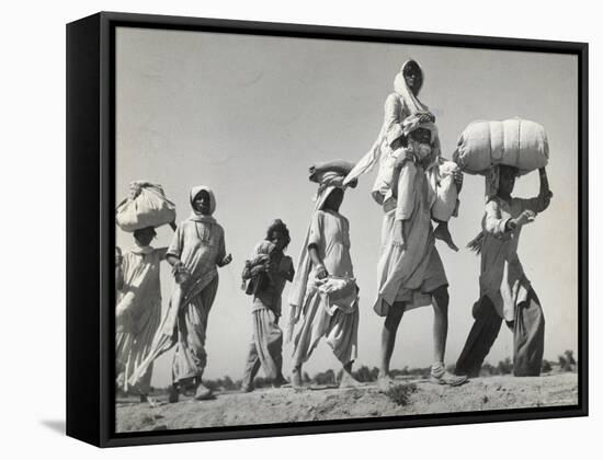 Sikh Carrying His Wife on Shoulders After the Creation of Sikh and Hindu Section of Punjab India-Margaret Bourke-White-Framed Stretched Canvas