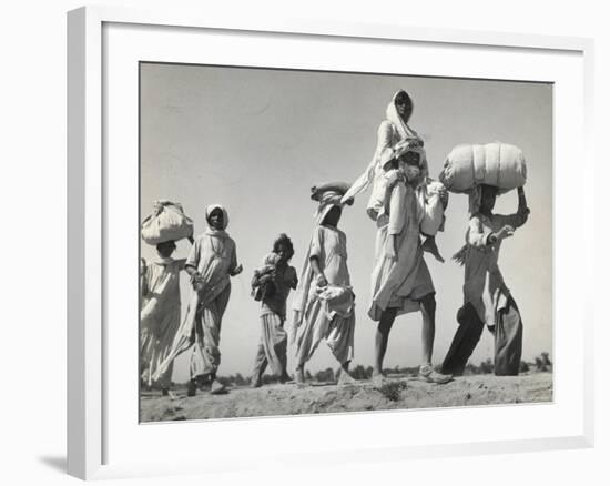 Sikh Carrying His Wife on Shoulders After the Creation of Sikh and Hindu Section of Punjab India-Margaret Bourke-White-Framed Photographic Print