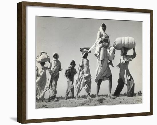 Sikh Carrying His Wife on Shoulders After the Creation of Sikh and Hindu Section of Punjab India-Margaret Bourke-White-Framed Photographic Print