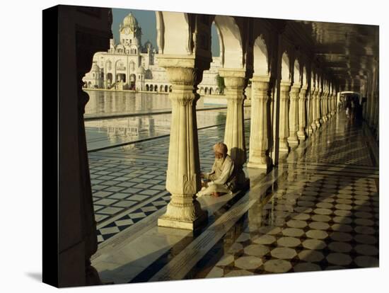 Sikh Elder at Prayer at the Golden Temple of Amritsar, Punjab State, India-Jeremy Bright-Stretched Canvas