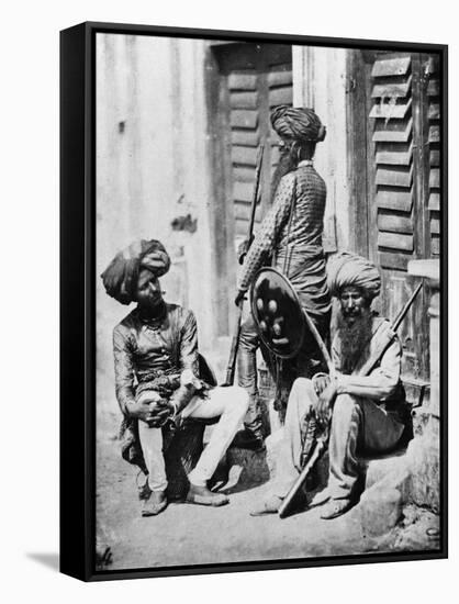 Sikh Officers During the Indian Rebellion, 1858-Felice Beato-Framed Stretched Canvas