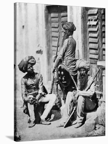 Sikh Officers During the Indian Rebellion, 1858-Felice Beato-Stretched Canvas