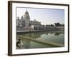 Sikh Pilgrim Bathing in the Pool of the Gurudwara Bangla Sahib Temple, Delhi, India-Eitan Simanor-Framed Photographic Print