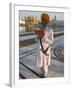 Sikh Pilgrim with Orange Turban, White Dress and Dagger, Reading Prayer Book, Amritsar-Eitan Simanor-Framed Photographic Print