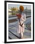 Sikh Pilgrim with Orange Turban, White Dress and Dagger, Reading Prayer Book, Amritsar-Eitan Simanor-Framed Photographic Print