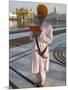Sikh Pilgrim with Orange Turban, White Dress and Dagger, Reading Prayer Book, Amritsar-Eitan Simanor-Mounted Photographic Print