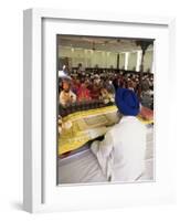 Sikh Priest and Holy Book at Sikh Wedding, London, England, United Kingdom-Charles Bowman-Framed Photographic Print