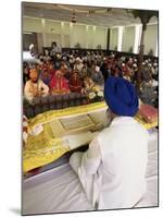 Sikh Priest and Holy Book at Sikh Wedding, London, England, United Kingdom-Charles Bowman-Mounted Photographic Print