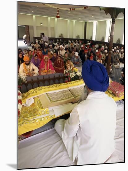 Sikh Priest and Holy Book at Sikh Wedding, London, England, United Kingdom-Charles Bowman-Mounted Photographic Print