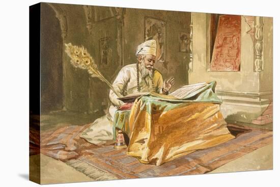 Sikh Priest Reading the Grunth, Umritsar, from 'India Ancient and Modern', 1867 (Colour Litho)-William 'Crimea' Simpson-Stretched Canvas