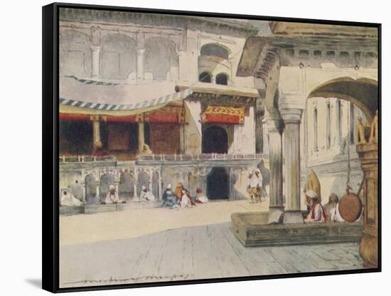 Sikh Temple Amritsar Interior of the Golden Temple-Mortimer Menpes-Framed Stretched Canvas
