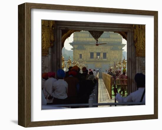 Sikhs at the Entrance to the Golden Temple, Crossing Guru's Bridge, Amritsar, Punjab, India-Jeremy Bright-Framed Photographic Print