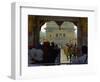 Sikhs at the Entrance to the Golden Temple, Crossing Guru's Bridge, Amritsar, Punjab, India-Jeremy Bright-Framed Photographic Print