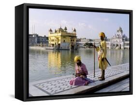 Sikhs in Front of the Sikhs' Golden Temple, Amritsar, Pubjab State, India-Alain Evrard-Framed Stretched Canvas