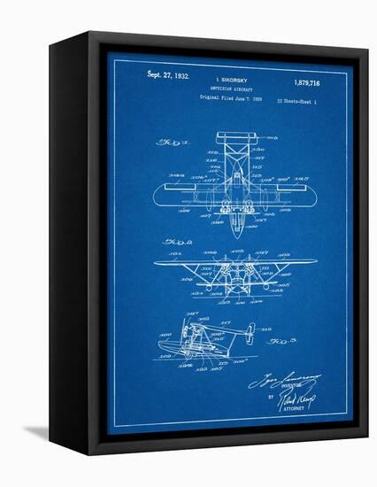 Sikorsky Amphibian Aircraft 1929 Patent-null-Framed Stretched Canvas