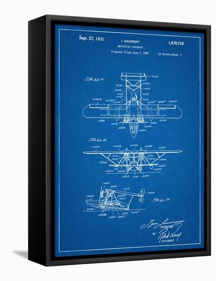 Sikorsky Amphibian Aircraft 1929 Patent-null-Framed Stretched Canvas