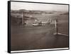 Sikorsky S-42 through the Golden Gate under Construction, San Francisco, 1935-Clyde Sunderland-Framed Stretched Canvas