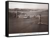 Sikorsky S-42 through the Golden Gate under Construction, San Francisco, 1935-Clyde Sunderland-Framed Stretched Canvas