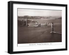 Sikorsky S-42 through the Golden Gate under Construction, San Francisco, 1935-Clyde Sunderland-Framed Art Print