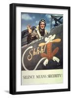 Silence Means Security, WWII Poster-null-Framed Premium Giclee Print