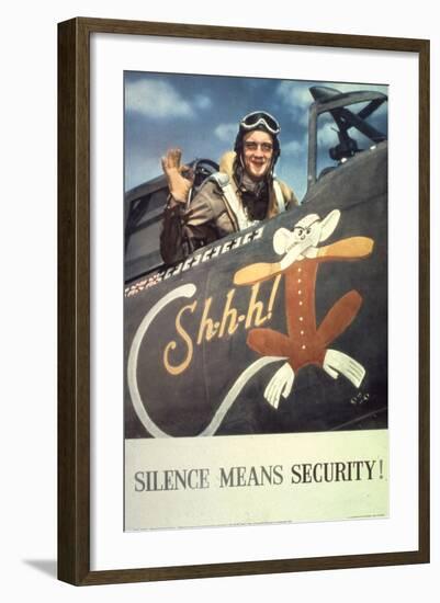 Silence Means Security, WWII Poster-null-Framed Giclee Print