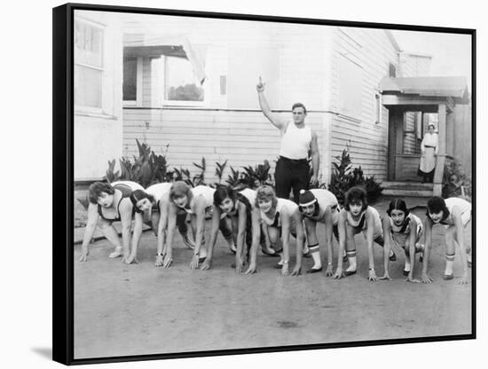 Silent Film Still: Sports-null-Framed Stretched Canvas