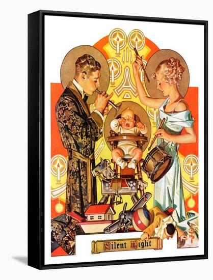 "Silent Night,"December 28, 1935-Joseph Christian Leyendecker-Framed Stretched Canvas