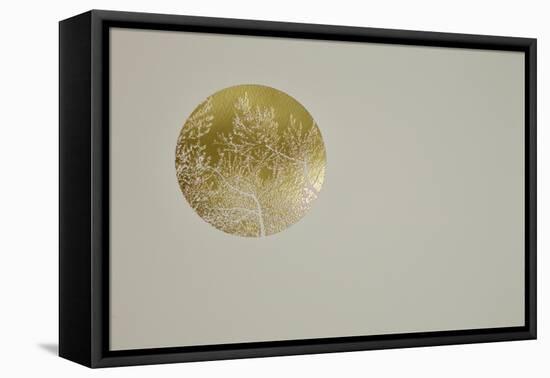 Silent olive, 2017 hot stamping leaf roll on paper-Angus Hampel-Framed Stretched Canvas