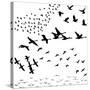 Silhouette A Flock of Birds-Yuliya Yurchenko-Stretched Canvas