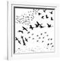 Silhouette A Flock of Birds-Yuliya Yurchenko-Framed Art Print