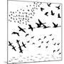 Silhouette A Flock of Birds-Yuliya Yurchenko-Mounted Art Print