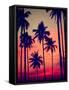 Silhouette Coconut Palm Tree Outdoors Concept-Rawpixel com-Framed Stretched Canvas