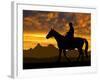 Silhouette Cowboy with Horse in the Sunset-volrab vaclav-Framed Premium Photographic Print