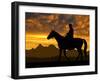 Silhouette Cowboy with Horse in the Sunset-volrab vaclav-Framed Photographic Print