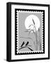 Silhouette Dragonfly On Postage Stamps-basel101658-Framed Art Print
