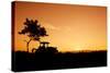 Silhouette Farmers Drive Tractors the Fields in the Morning-Sunti-Stretched Canvas