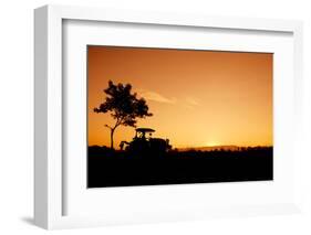 Silhouette Farmers Drive Tractors the Fields in the Morning-Sunti-Framed Photographic Print