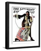 "Silhouette Maker" Saturday Evening Post Cover, September 24,1927-Norman Rockwell-Framed Giclee Print